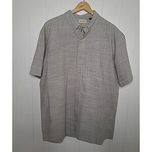 Hobbs Creek Shirt Men's Large Gray Button Up Cotton Short Sleeve Vent New